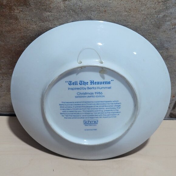 Schmid Hummel Christmas 1986 Tell The Heavens Decorative Wall Hanging Plate - Picture 11 of 11